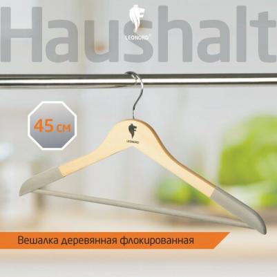 Деревянная вешалка флокированная, цвет древесный 107887 – фото 1