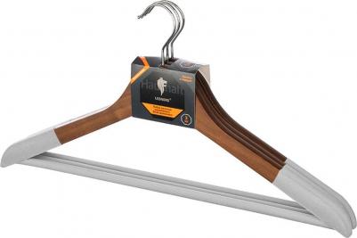 Набор деревянных, флокированных вешалок цвет темно-коричневый, 3 шт. 107909