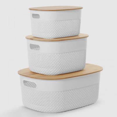 Корзина с крышкой белая 27,5х21,5х15 см – фото 5
