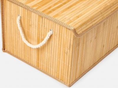 Корзина стеллажная с ручками и крышкой Бамбук, Shan-24L, натуральный, 42х31х24 1 шт – фото 2