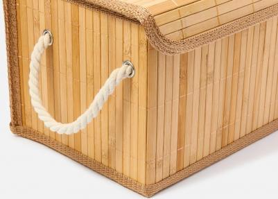 Корзина стеллажная с ручками и крышкой Бамбук, Shan-24XS, натуральный, 29х19х18 1 шт – фото 3