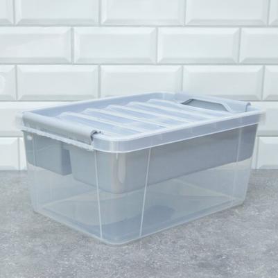 Ящик "Профи", с вкладышем, цвет: прозрачный, оранжевый, 15 л