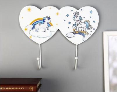 Крючки декоративные дерево "Единорог в облаках, с радугой" 19х244х4,4 см 5053071