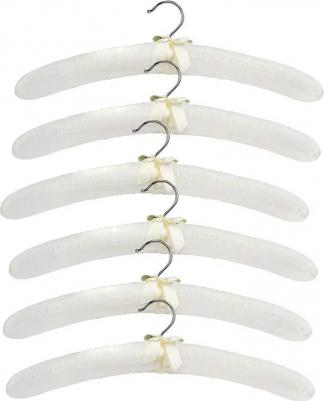 Вешалки для одежды, тканевые, 38 x 15 x 3,5 см, белые, набор 6 шт – фото 1