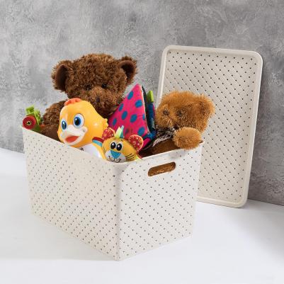 Корзинка с крышкой "Береста", цвет: слоновая кость, 35x24,5x20,5 см, 14 литров – фото 1