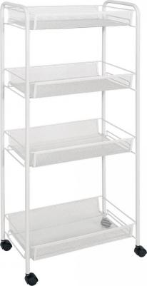 Этажерка Ладья 24 на колесиках белая 44х25х100 см