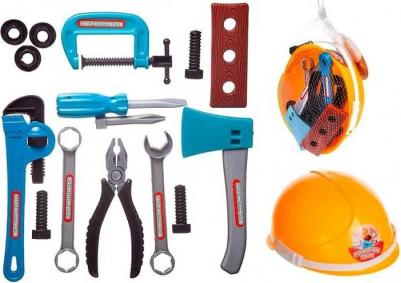 Набор инструментов в строительной каске, 16 предметов
