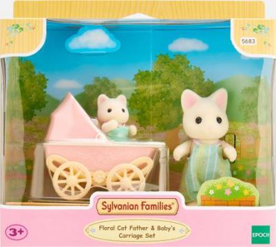 Игровой набор Цветочные котики, папа и малыш, с коляской, 5683