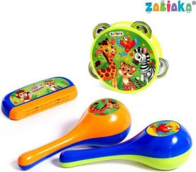 Набор музыкальных инструментов "Весёлый зоопарк": бубен, 2 маракаса, губная гармошка – фото 5