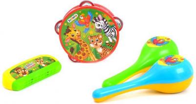 Набор музыкальных инструментов "Весёлый зоопарк": бубен, 2 маракаса, губная гармошка – фото 9