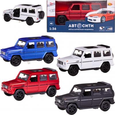Машинка металлическая АвтоСити 1:36 Внедорожник классический инерционный с открывающими передними дверцами 4 вида свет звук