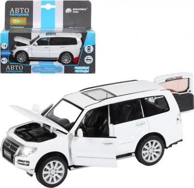 Машинка металлическая, инерционная, коллекционная модель Mitsubishi Pajero 4WD Turbo, 1:33, свет, звук, открываются двери, капот, багажник
