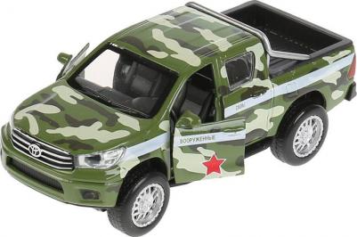Машина с инерционным механизмом Toyota Hilux зеленый камуфляж 12см – фото 3