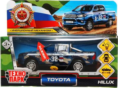 Машина с инерционным механизмом Toyota Hilux зеленый камуфляж 12см – фото 6