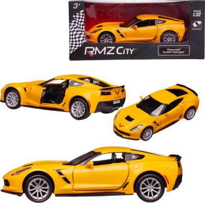 Машина металлическая RMZ City 1:32 "Chevrolet Corvette Grand Sport", желтый матовый цвет, двери открываются – фото 1