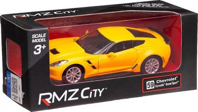 Машина металлическая RMZ City 1:32 "Chevrolet Corvette Grand Sport", желтый матовый цвет, двери открываются – фото 4