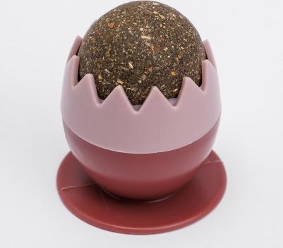 Игрушка для кошек Шарик-лизунец Яйцо в подставке, 5х4х4 см