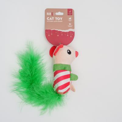 Игрушка для кошек Мышка из новогодней коллекции, 22х5,5х5 см – фото 1
