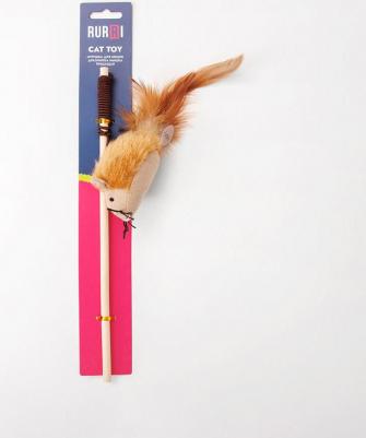 Игрушка-дразнилка для кошек Мышка, 9х4,3х4,5 см, длина палки 30 см – фото 5