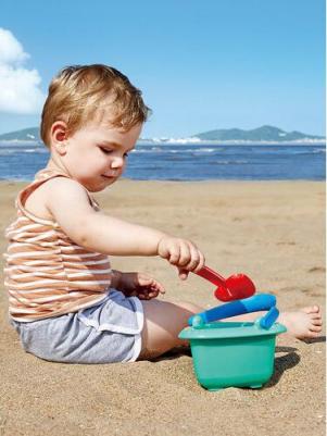 Игрушка для песка - синее треугольное ведерко, совок E4089_HP – фото 1