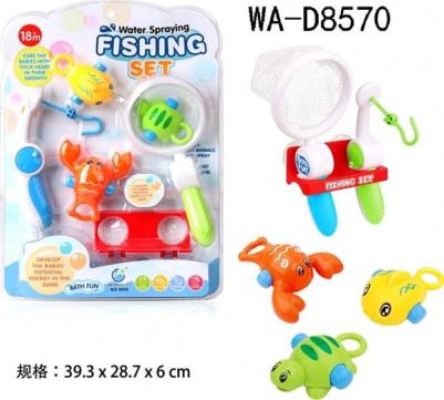 Игрушка для ванной "Рыбалка" удочка, сачок, держатель и 3 фигурки морских обитателей – фото 2