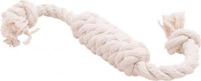 Сарделька большая канат для собак текстиль белый (42 см) – фото 3