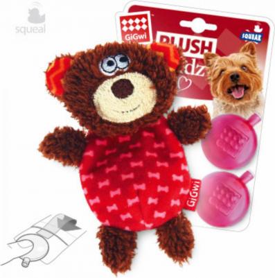 игрушка "Мишка" с пищалкой, текстиль/пластик (80 г)