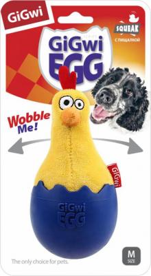 Мягкая игрушка для собак Цыпленок неваляшка с пищалкой, длина 14 см – фото 4