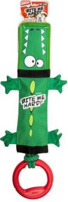 Мягкая игрушка для собак Крокодил с пищалкой веревкой и резиновым кольцом, 20 см – фото 2