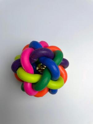 Petcare игрушка для собак, цветной резиновый плетёный мяч с маленьким колокольчиком – фото 5