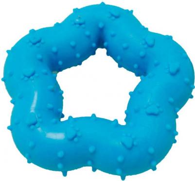 Жевательная игрушка для собак Звезда с рисунком лапки, голубой, длина 9 см – фото 1