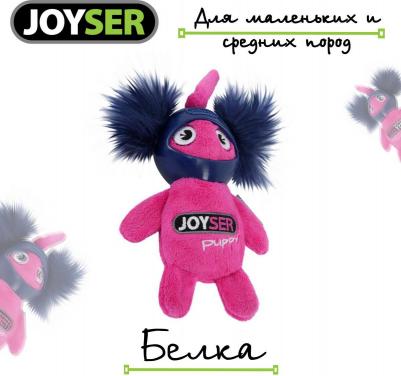 Игрушка для собак Puppy Белка в резиновом шлеме с пищалкой S розовая, 14см