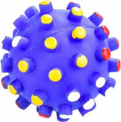 Игрушка для собак Мяч с шипами разноцветная винил 7 см