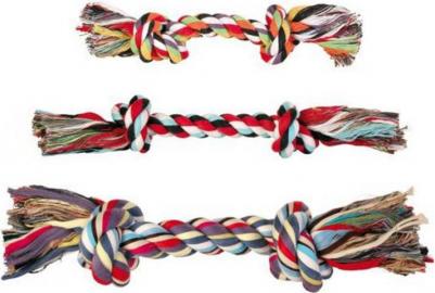 Игрушка для собак Веревка с 2 узлами, разноцветная 20 см