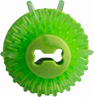 мяч пупырчатый с \"зубами\" для массажа десен с отверстием для лакомств FRED, 64 мм, лайм – фото 4