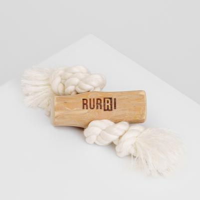 Игрушка для собак Палочка из кофейного дерева с веревкой, 8,5х3 см