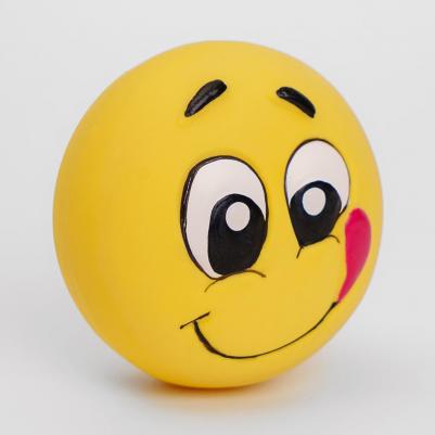 Игрушка из латекса для собак Смайлик, 5,5х3,5 см, желтый – фото 2