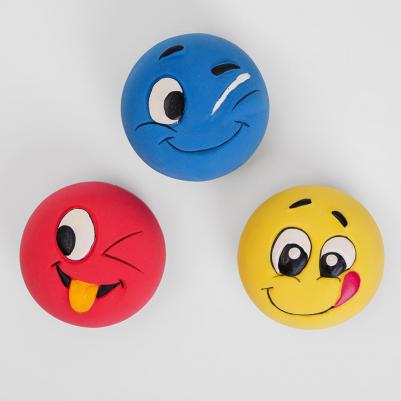 Игрушка из латекса для собак Смайлик, 5,5х3,5 см, желтый – фото 3