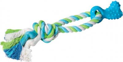 Игрушка для собак из термопластичной резины "Мини-кость с верёвкой", 80/300мм