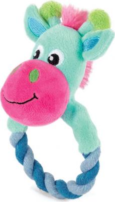 Мягкая игрушка для щенков Слоник с кольцом, серо-розовый, 16 см – фото 1