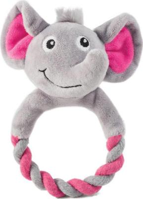 Мягкая игрушка для щенков Жираф с кольцом, голубой, розовый, 17 см – фото 2