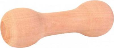 Апорт для собак Гантель деревянная закругленная, коричневая, 12 см – фото 1