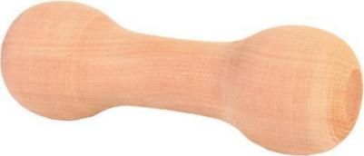 Апорт для собак Гантель деревянная закругленная, коричневая, 12 см – фото 2