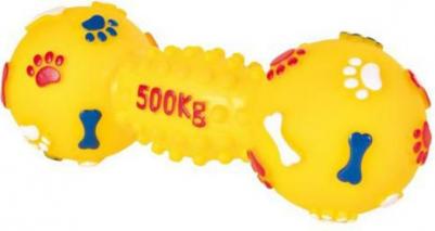 Игрушка-пищалка для собак Гантель средняя из винила, в ассортименте, 19 см – фото 3