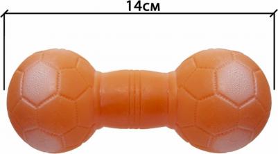 Игрушка для собак Гантель футбольная малая, оранжевая, 14 см – фото 1