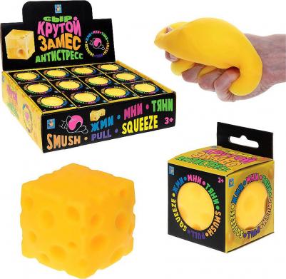 Игрушка-жмяка Крутой замес Сырный кубик, 6 см – фото 1