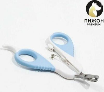Ножницы-когтерезы Premium изогнутые, с упором для пальца, бело-голубые 6960823 – фото 1