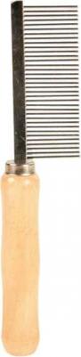 2390 Расческа для собак с частым зубом, деревянная ручка 18см – фото 3