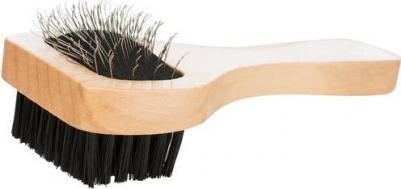 щетка-пуходерка для собак и кошек двухсторонняя, пластиковая ручка