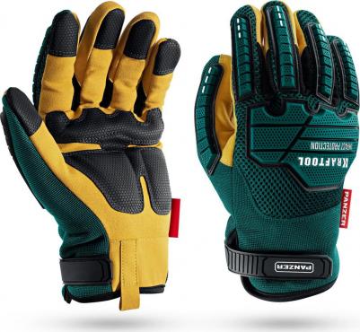 Перчатки PANZER р.XL (10), профессиональные комбинированные, виброзащита, увеличенные противоударные накладки – фото 1